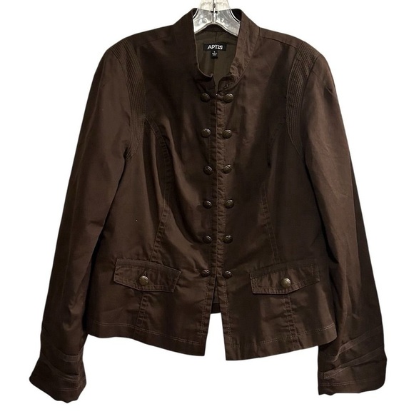 APT. 9 Women's Military Style Jacket Brown Size L Double-Breasted - Picture 1 of 10